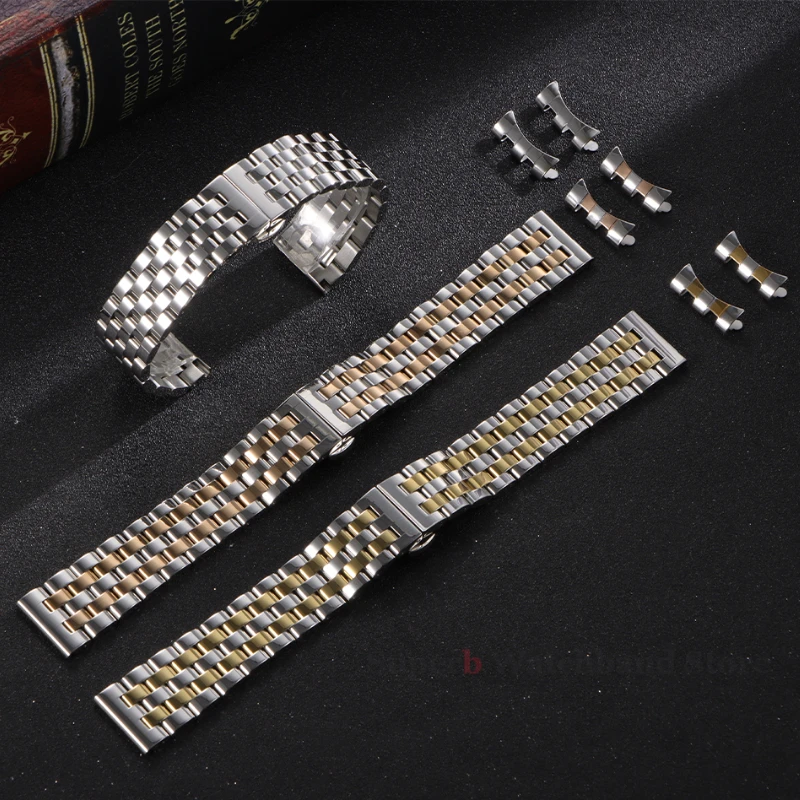 12/14/16/18/19/20/21/22mm Stainless Steel Strap for Tissot Curved End Wristband for Seiko Universal Bracelet Butterfly Buckle