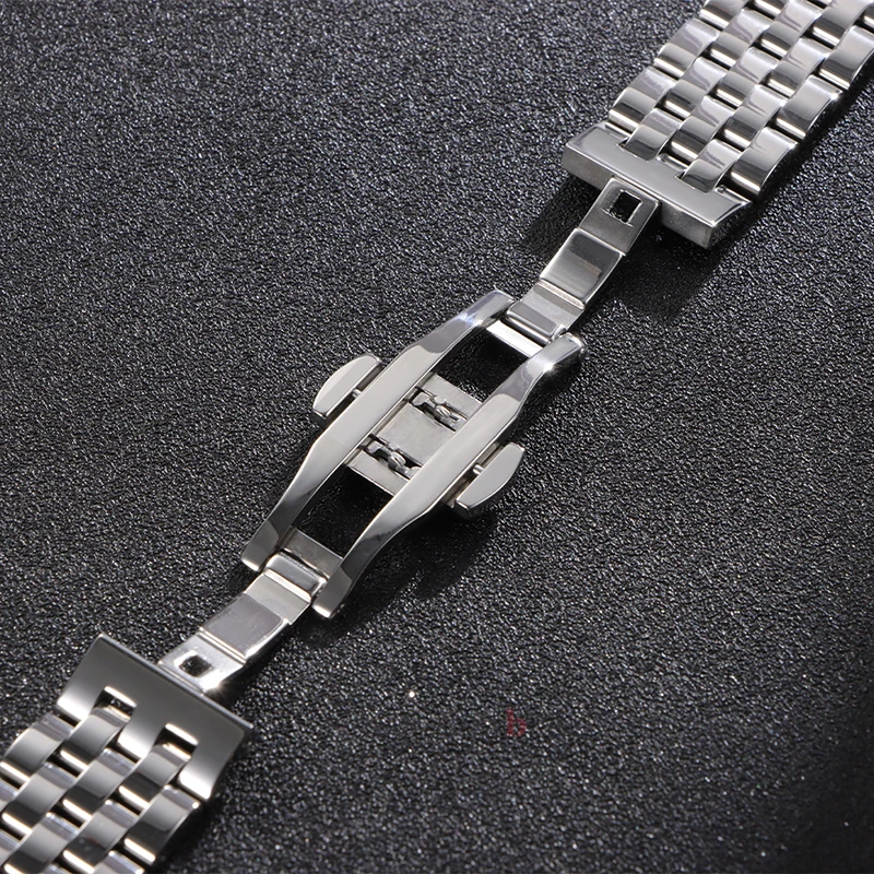 12/14/16/18/19/20/21/22mm Stainless Steel Strap for Tissot Curved End Wristband for Seiko Universal Bracelet Butterfly Buckle