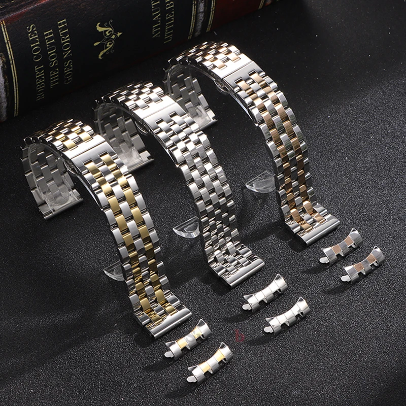12/14/16/18/19/20/21/22mm Stainless Steel Strap for Tissot Curved End Wristband for Seiko Universal Bracelet Butterfly Buckle