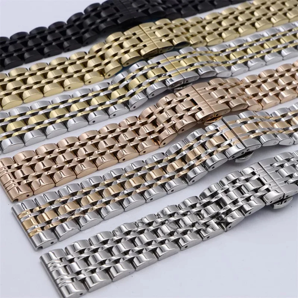6021# Stainless Steel Solid Seven Bead Watch Band 10 12 13 14 15 16 17 18 19 20 21 22 23 24mm Watch Accessories Watch Straps