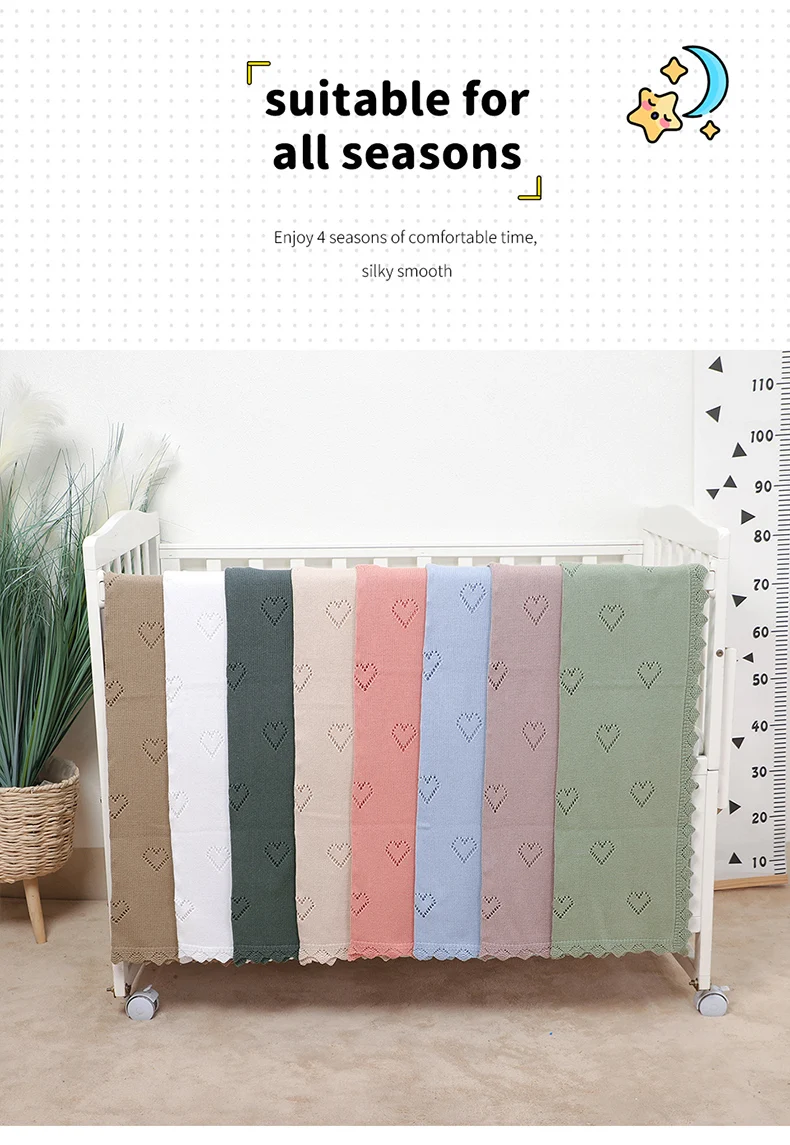 Baby Blankets Knitted 90*70cm Ultra-Soft Cotton Newborn Infant Boys Girls Comforter Stroller Bedding Swaddle Wrap Sleeping Stuff