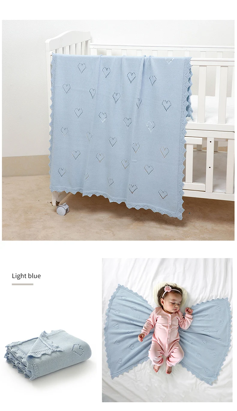 Baby Blankets Knitted 90*70cm Ultra-Soft Cotton Newborn Infant Boys Girls Comforter Stroller Bedding Swaddle Wrap Sleeping Stuff