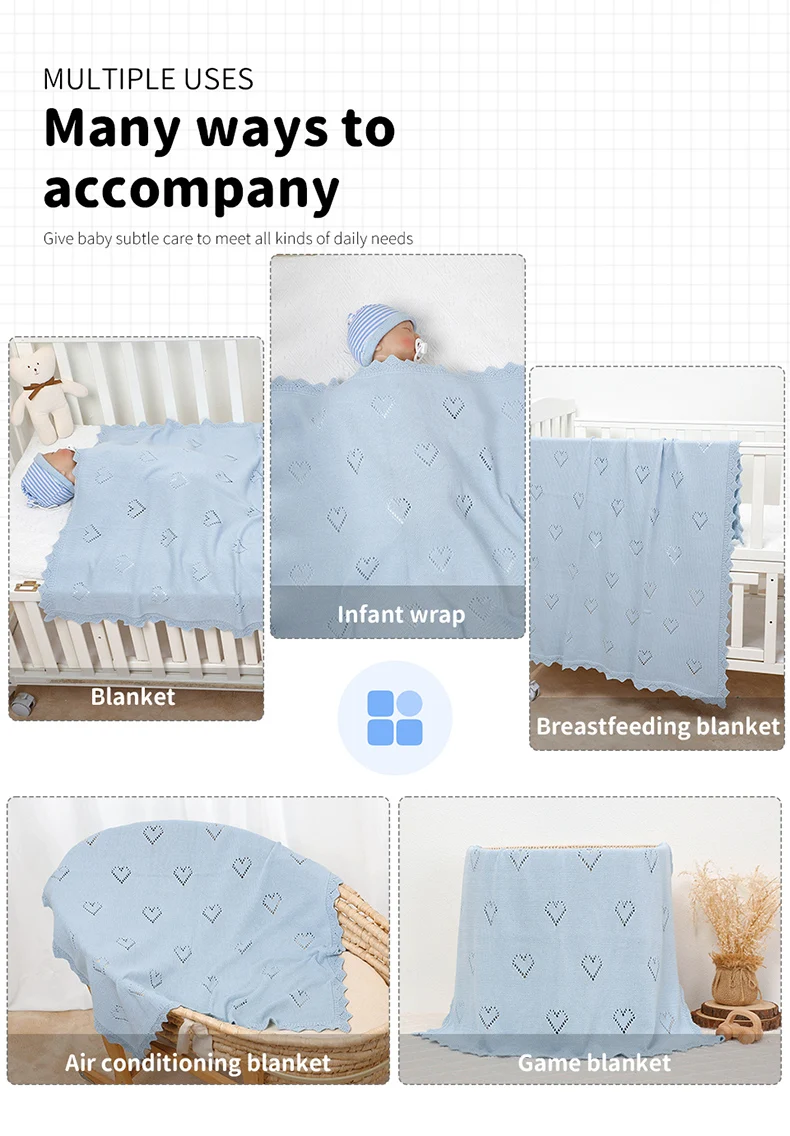 Baby Blankets Knitted 90*70cm Ultra-Soft Cotton Newborn Infant Boys Girls Comforter Stroller Bedding Swaddle Wrap Sleeping Stuff