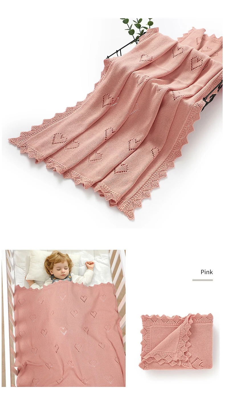 Baby Blankets Knitted 90*70cm Ultra-Soft Cotton Newborn Infant Boys Girls Comforter Stroller Bedding Swaddle Wrap Sleeping Stuff