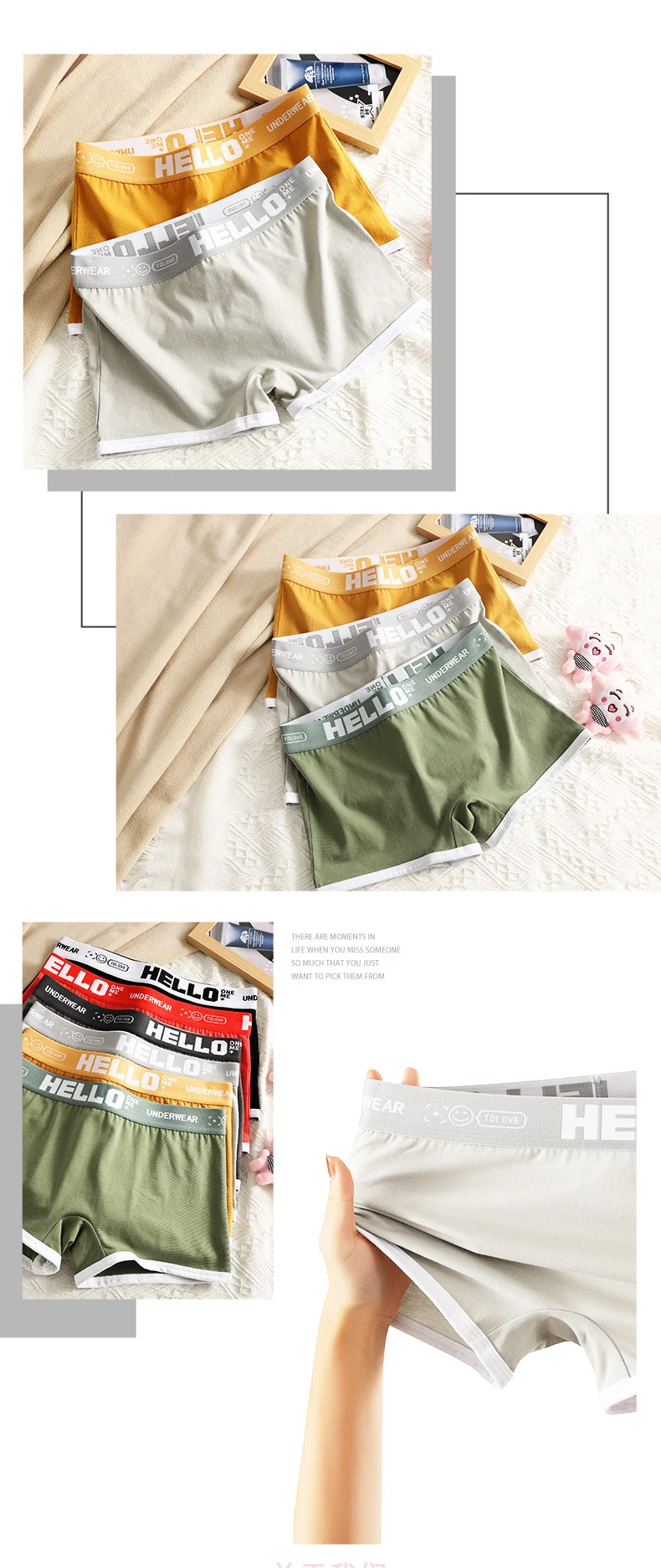 3pcs Set Womens Cotton Boyshorts 45-80kg Boxer Shorts Comfortable Underwear for Women Girl Student Breathable Soft Sexy Panties
