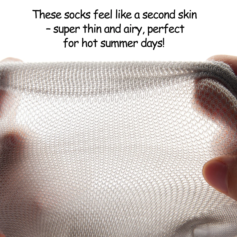 Men's Mulberry Silk & Modal Blend Mid-Calf Socks - Summer Breathable Mesh, Antibacterial Anti-Odor, Thin Black Business Socks