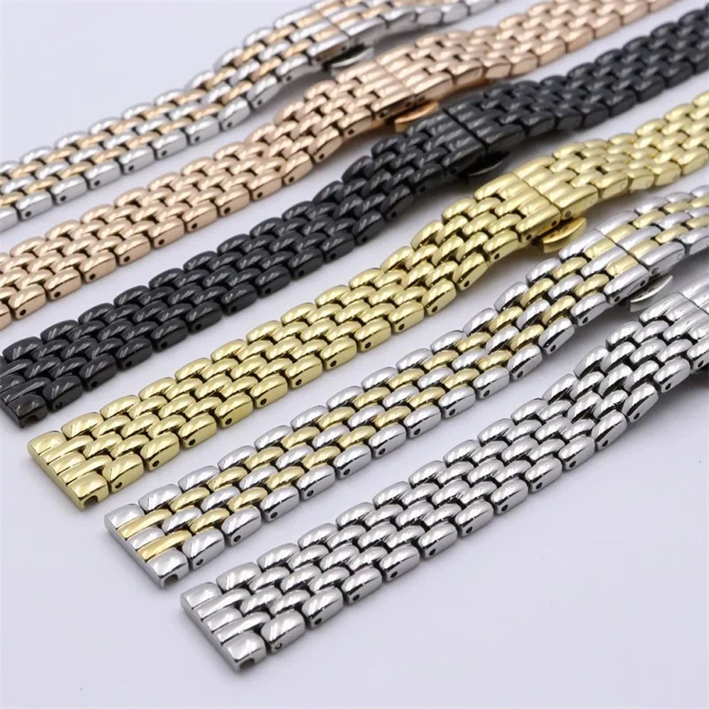 10mm 12mm 14mm 16mm Stainless Steel Strap Watchband Women Silver Gold Black Rose Gold Bracelet Suitable for Any Brand