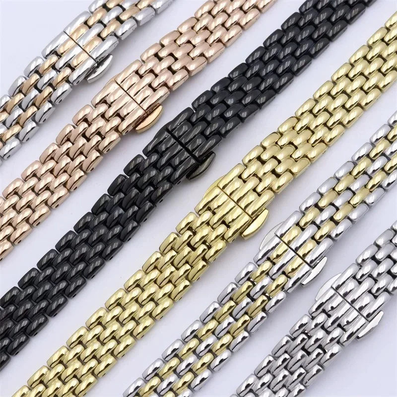 10mm 12mm 14mm 16mm Stainless Steel Strap Watchband Women Silver Gold Black Rose Gold Bracelet Suitable for Any Brand