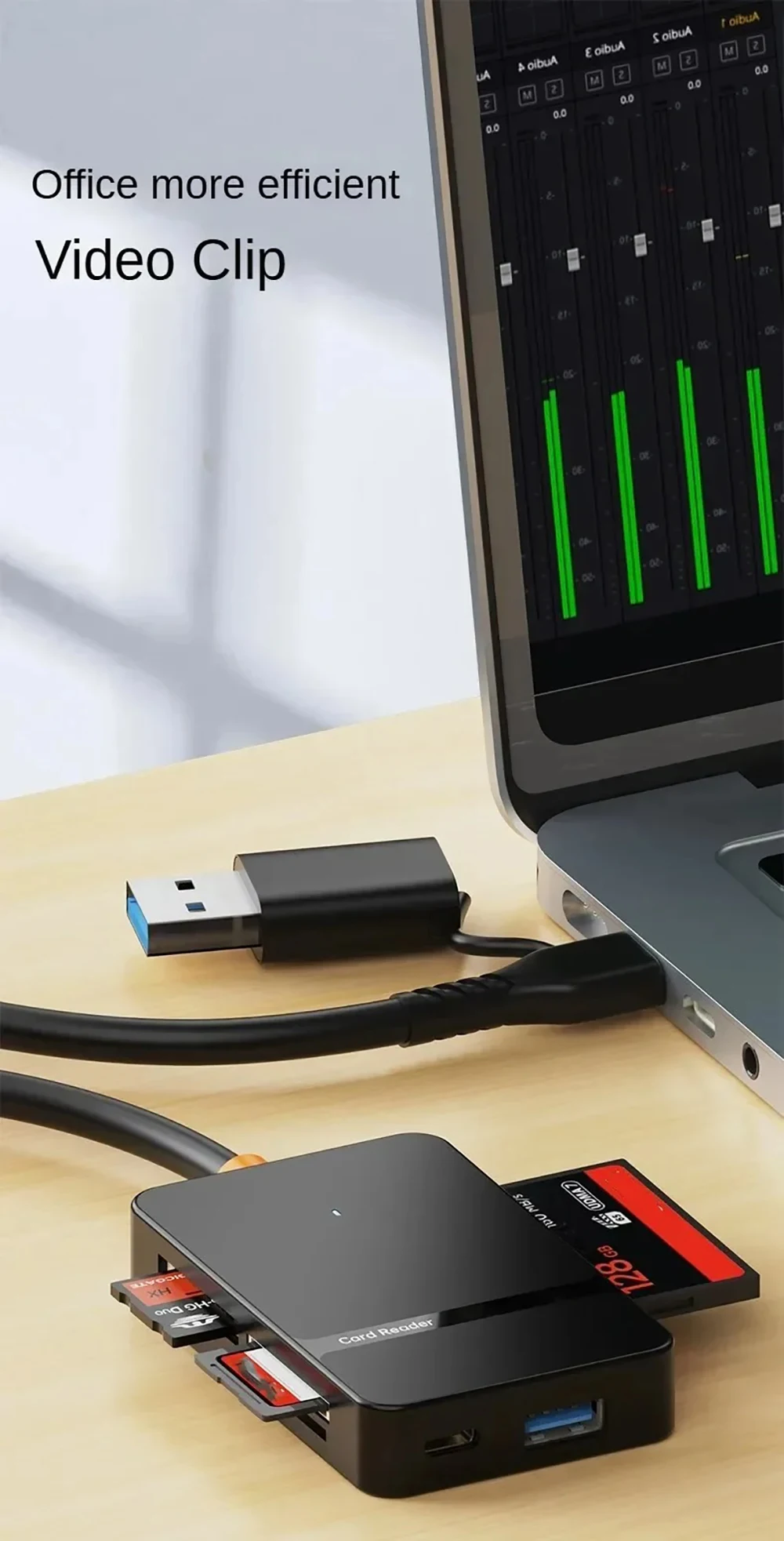USB C 8-in-1 Card Reader Multi-functional Card Reader Support SD/TF/CF/MS Card Read 5Gbps Write Read U Disk Flash Card Adapter