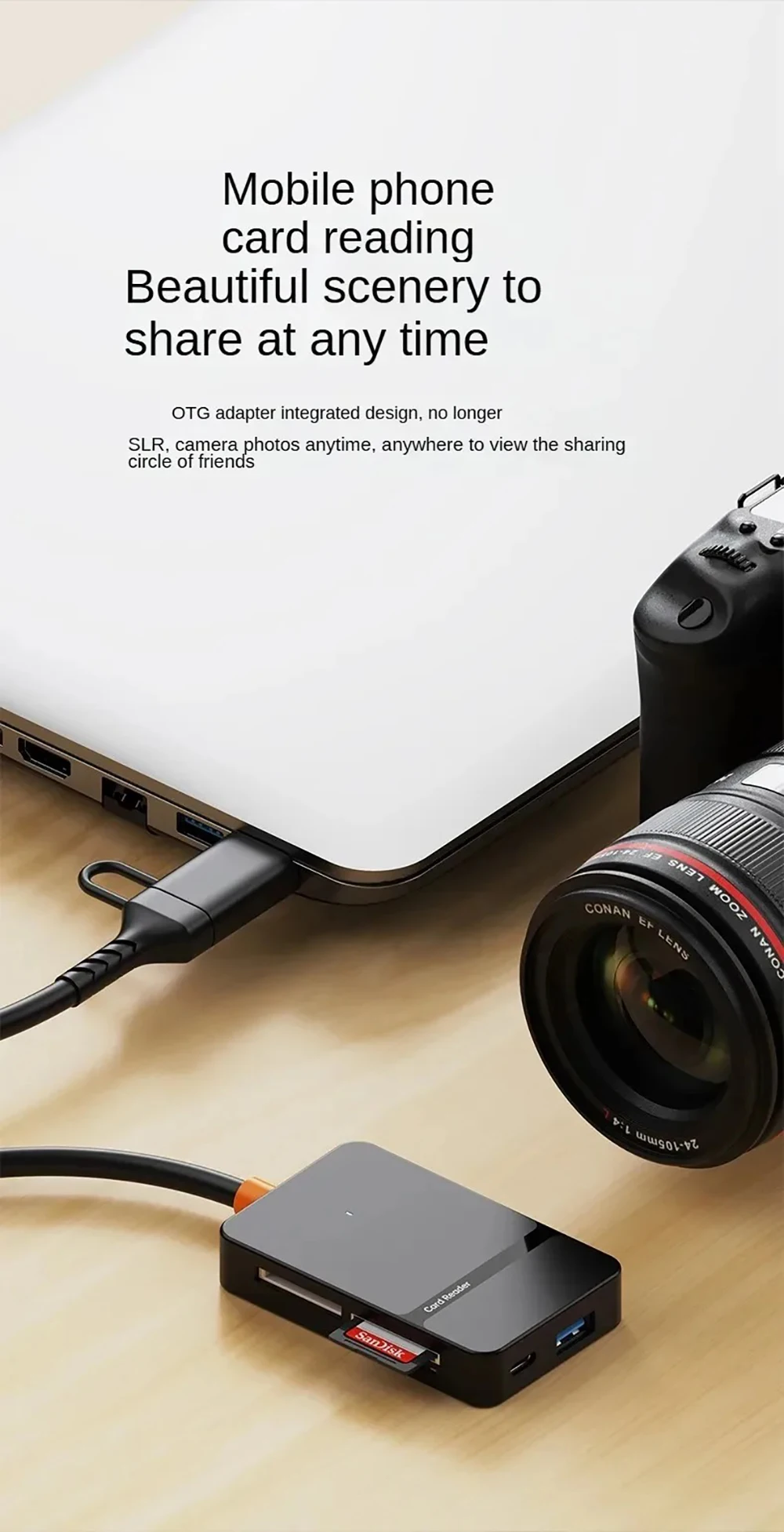 USB C 8-in-1 Card Reader Multi-functional Card Reader Support SD/TF/CF/MS Card Read 5Gbps Write Read U Disk Flash Card Adapter