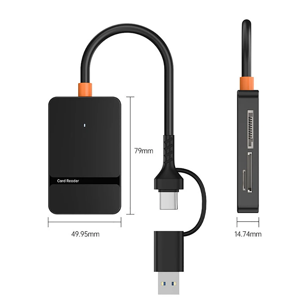 USB C 8-in-1 Card Reader Multi-functional Card Reader Support SD/TF/CF/MS Card Read 5Gbps Write Read U Disk Flash Card Adapter