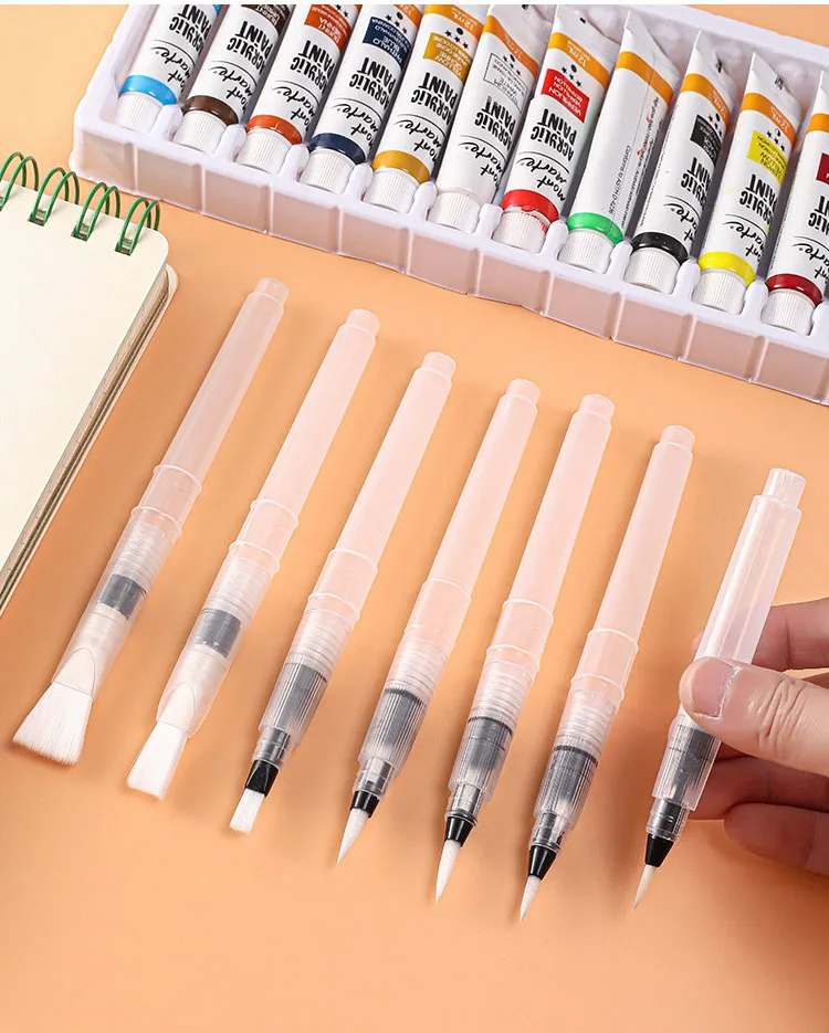 3/7pcs Watercolor Brush Pens Water Storage Function Painting Brushes For Watercolor Art Craft Supplies Artist Accessories