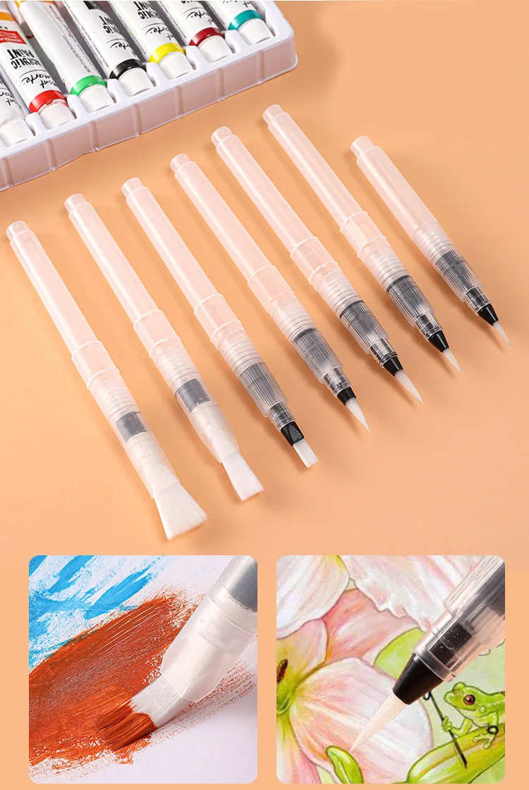 3/7pcs Watercolor Brush Pens Water Storage Function Painting Brushes For Watercolor Art Craft Supplies Artist Accessories