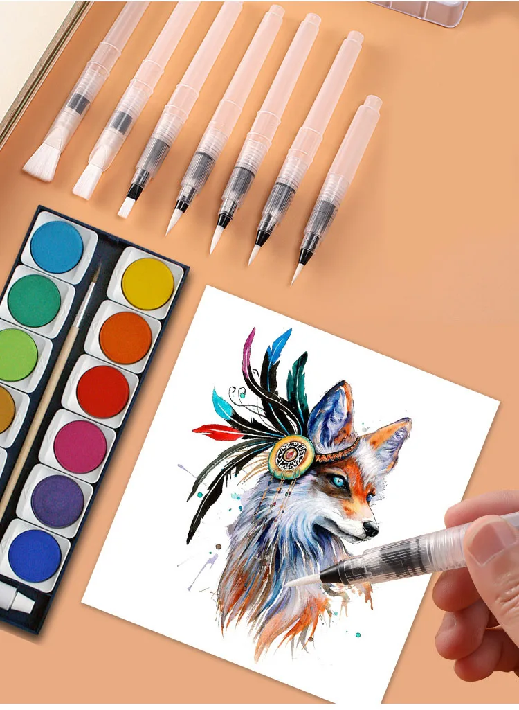 3/7pcs Watercolor Brush Pens Water Storage Function Painting Brushes For Watercolor Art Craft Supplies Artist Accessories