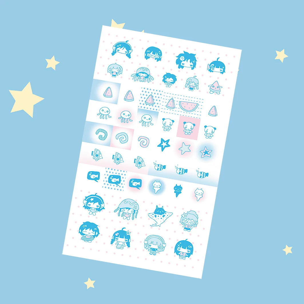 Korea Cute Summer Retro Girl Character Stickers Hand Account Phone Case Notebook Diary Planner Scrapbook DIY Decorative Stickers