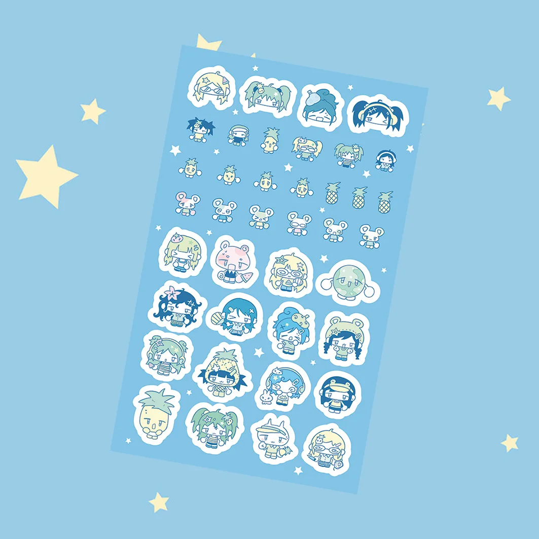 Korea Cute Summer Retro Girl Character Stickers Hand Account Phone Case Notebook Diary Planner Scrapbook DIY Decorative Stickers