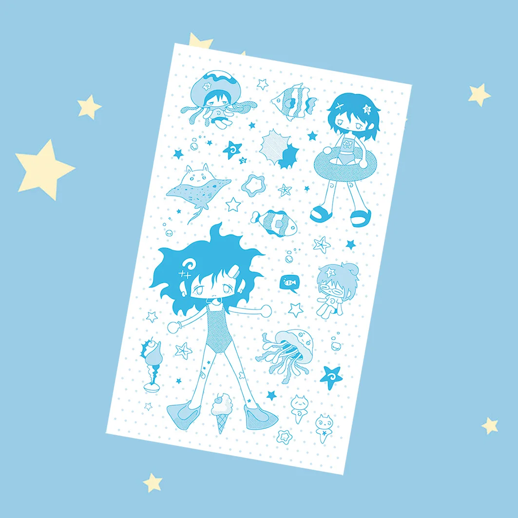 Korea Cute Summer Retro Girl Character Stickers Hand Account Phone Case Notebook Diary Planner Scrapbook DIY Decorative Stickers