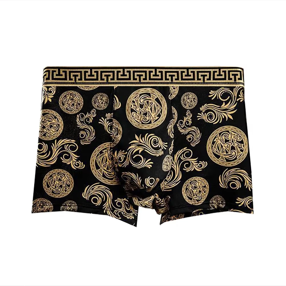 4Pcs/Set Men's Underwear Elastic Boxer Shorts Comfortable Breathable Print Men Underpant Sexy Boys Thin Flat Corner Panties