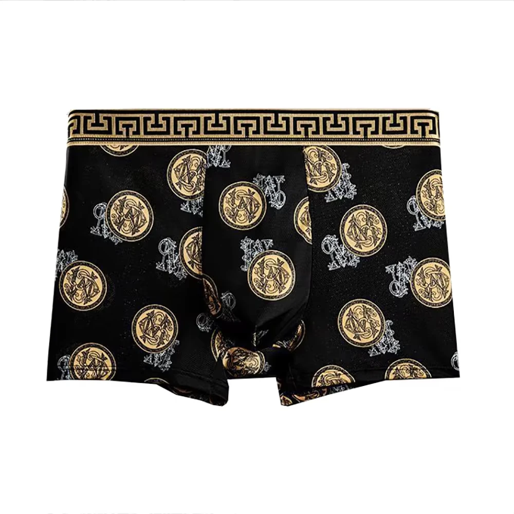 4Pcs/Set Men's Underwear Elastic Boxer Shorts Comfortable Breathable Print Men Underpant Sexy Boys Thin Flat Corner Panties