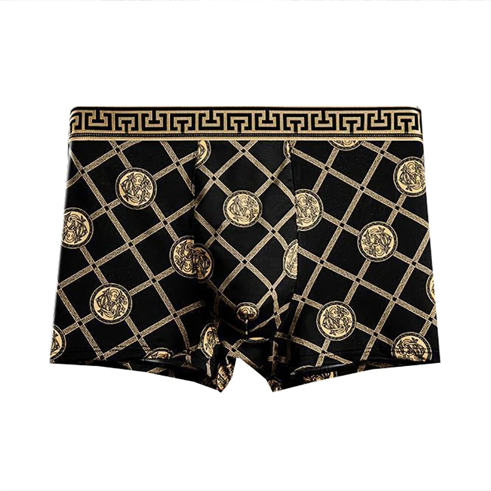 4Pcs/Set Men's Underwear Elastic Boxer Shorts Comfortable Breathable Print Men Underpant Sexy Boys Thin Flat Corner Panties