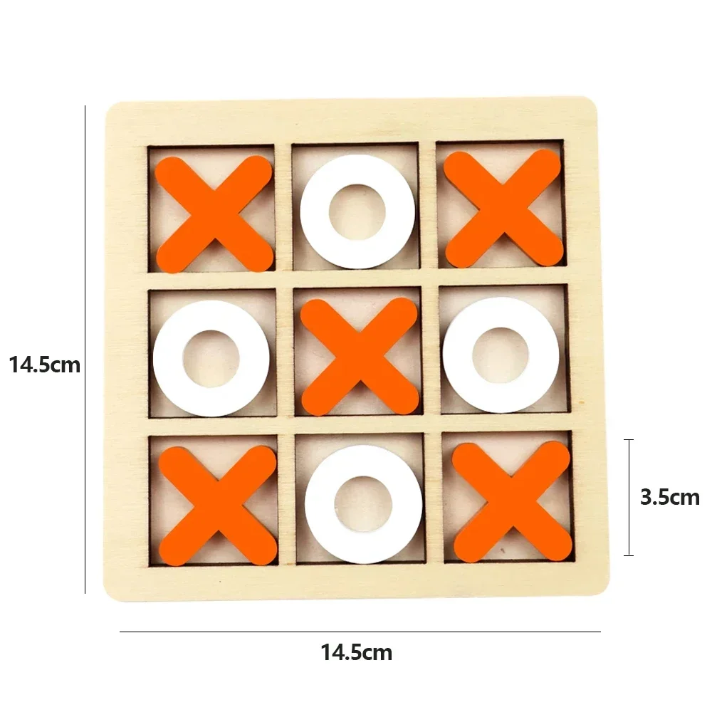 Wooden XO Tic Tac Toe Game Mini Chess Board Interaction Puzzle Training Montessori Educational Toys Gift for Kids Boy Girl