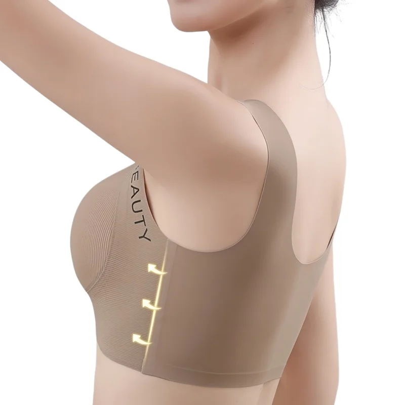 Ribbed Bras Wireless Bra Women Seamless Underwear Plus Size Wave Neckline Wide Strap Letter Print Support Sexy Lingerie M-3XL