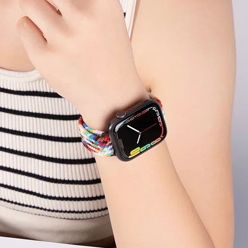 Slim Braided Loop Nylon Strap For Apple Watch 11 10 46/42mm Ultra 3 49mm Bracelet iWatch 9 8 7 6 5 4 SE 45mm 41mm 40mm 44mm Band