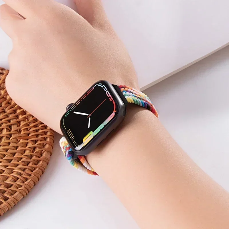 Slim Braided Loop Nylon Strap For Apple Watch 11 10 46/42mm Ultra 3 49mm Bracelet iWatch 9 8 7 6 5 4 SE 45mm 41mm 40mm 44mm Band