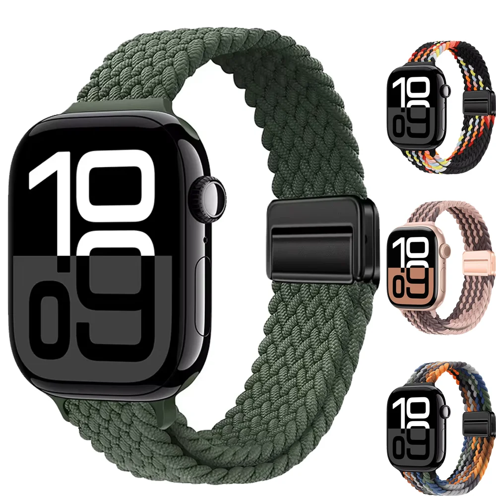 Slim Braided Loop Nylon Strap For Apple Watch 11 10 46/42mm Ultra 3 49mm Bracelet iWatch 9 8 7 6 5 4 SE 45mm 41mm 40mm 44mm Band