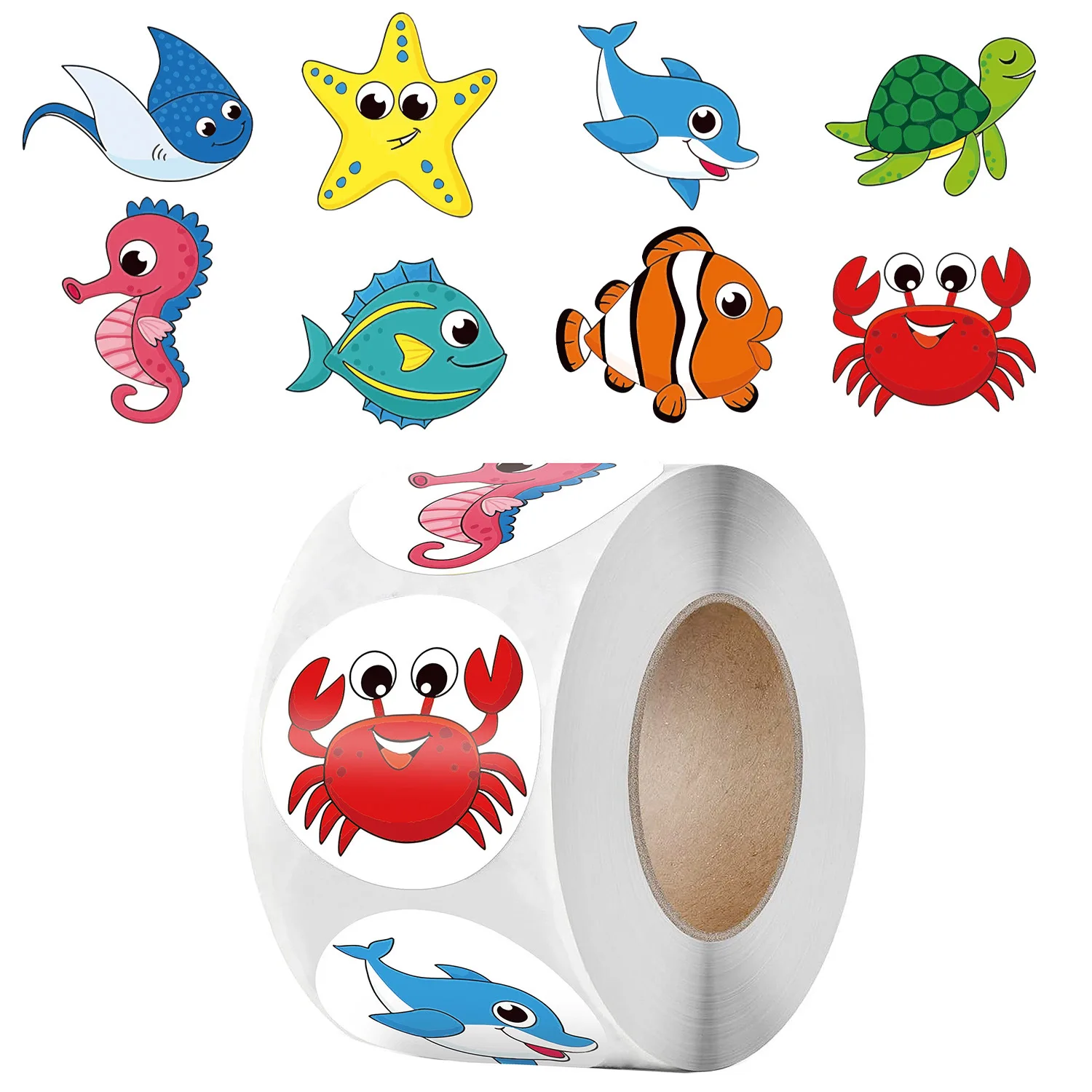 500pcs Cute Cartoon Sea Fish Stickers For Kids Children Reward Label Encouragement Scrapbooking Decoration Stationery Sticker