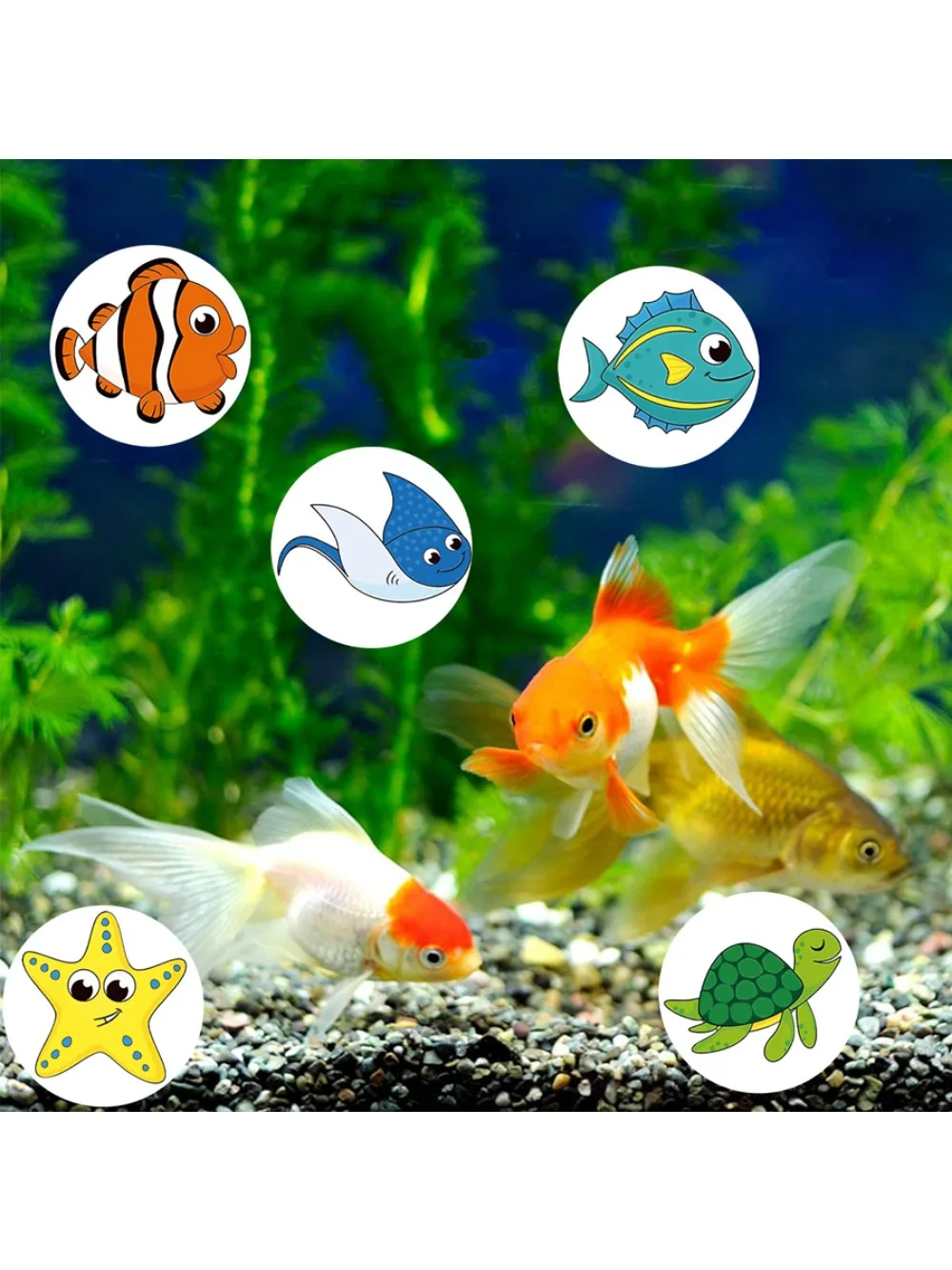 500pcs Cute Cartoon Sea Fish Stickers For Kids Children Reward Label Encouragement Scrapbooking Decoration Stationery Sticker