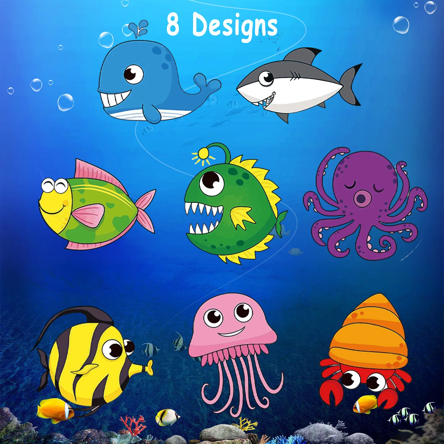 500pcs Cute Cartoon Sea Fish Stickers For Kids Children Reward Label Encouragement Scrapbooking Decoration Stationery Sticker