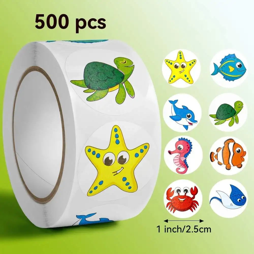 500pcs Cute Cartoon Sea Fish Stickers For Kids Children Reward Label Encouragement Scrapbooking Decoration Stationery Sticker