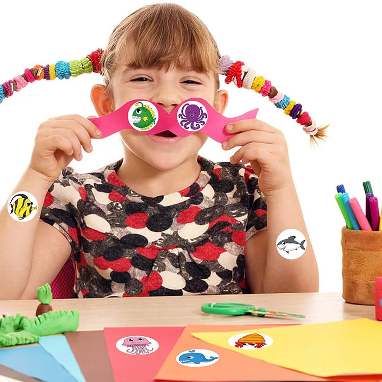 500pcs Cute Cartoon Sea Fish Stickers For Kids Children Reward Label Encouragement Scrapbooking Decoration Stationery Sticker