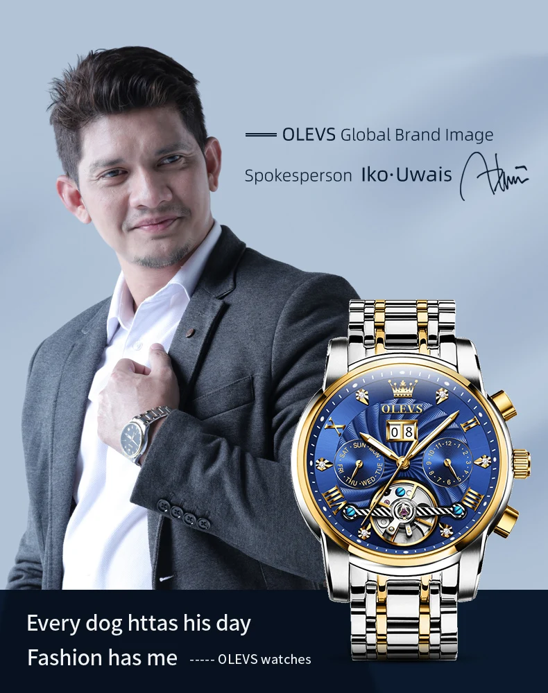 OLEVS 9910 Mens Watch Original Luxury Tourbillon Automatic Mechanical Watche Waterproof Luminous Day-Date Watch With Box Reloj