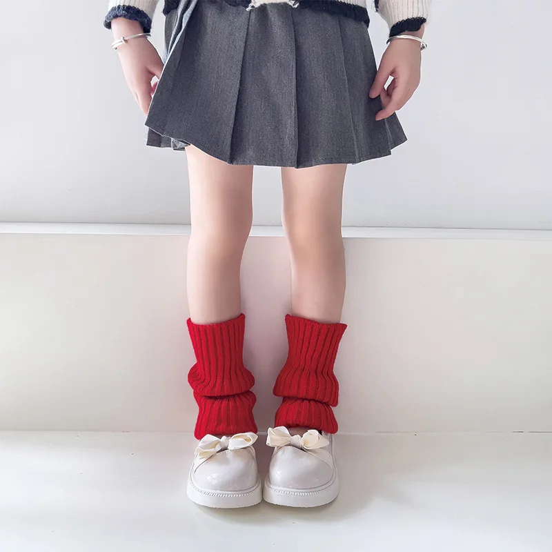 1 Pair Candy Color Children Leg Warmers Korean Sweet Kids Knitted Foot Cover Girls Lolita Style Solid Warm Elastic Tube Socks