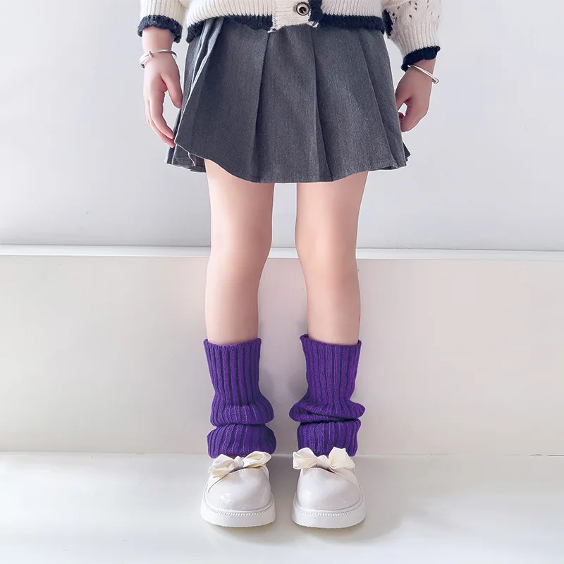 1 Pair Candy Color Children Leg Warmers Korean Sweet Kids Knitted Foot Cover Girls Lolita Style Solid Warm Elastic Tube Socks