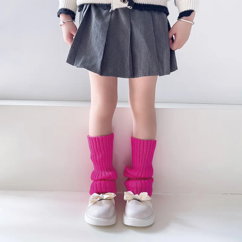 1 Pair Candy Color Children Leg Warmers Korean Sweet Kids Knitted Foot Cover Girls Lolita Style Solid Warm Elastic Tube Socks