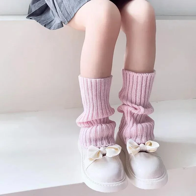 1 Pair Candy Color Children Leg Warmers Korean Sweet Kids Knitted Foot Cover Girls Lolita Style Solid Warm Elastic Tube Socks