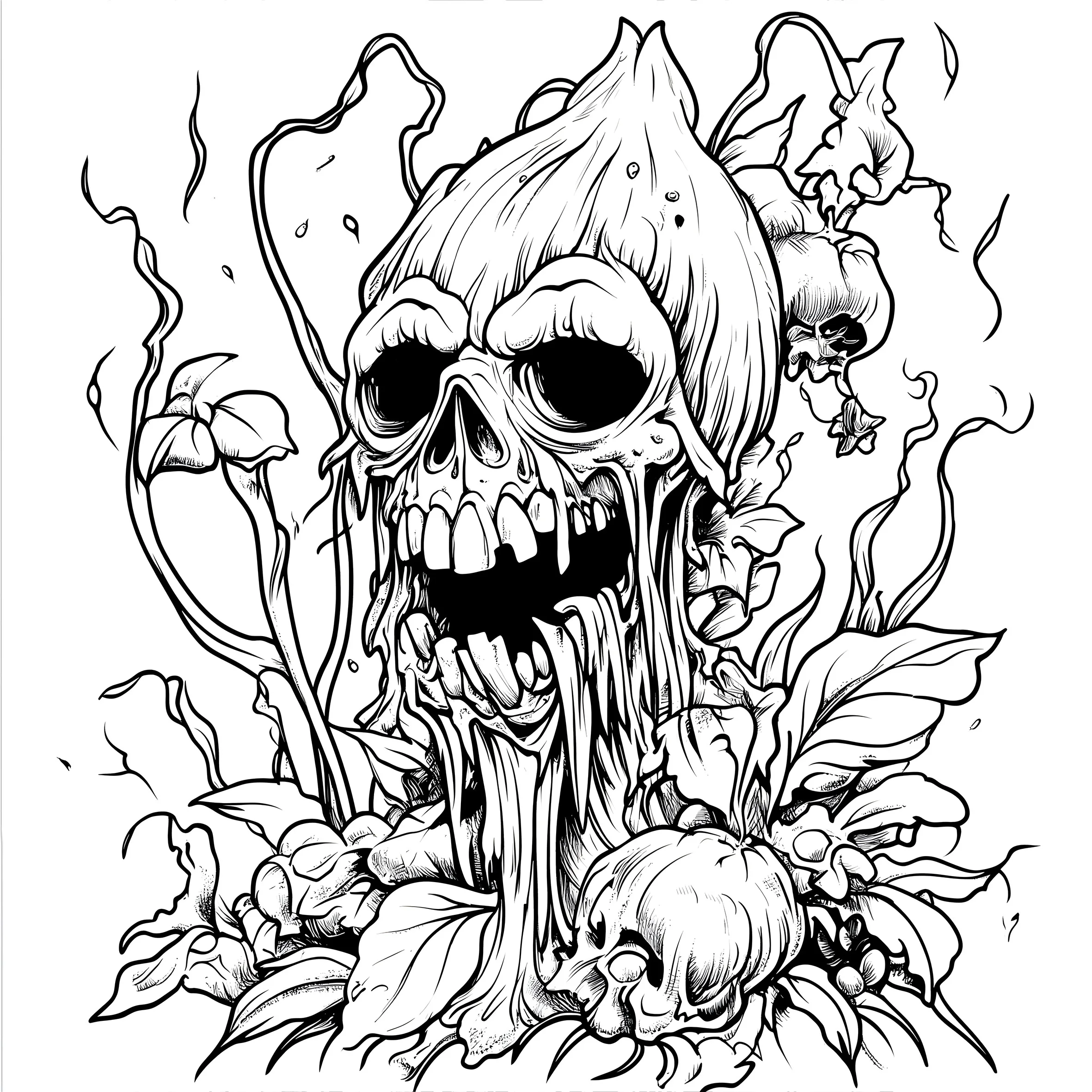 BOTANICAL GHOST Style Adult Coloring Book 20 Pages Elegant Pattern Drawing Book, Leisure Time Stress Relieving Art Painting Gift