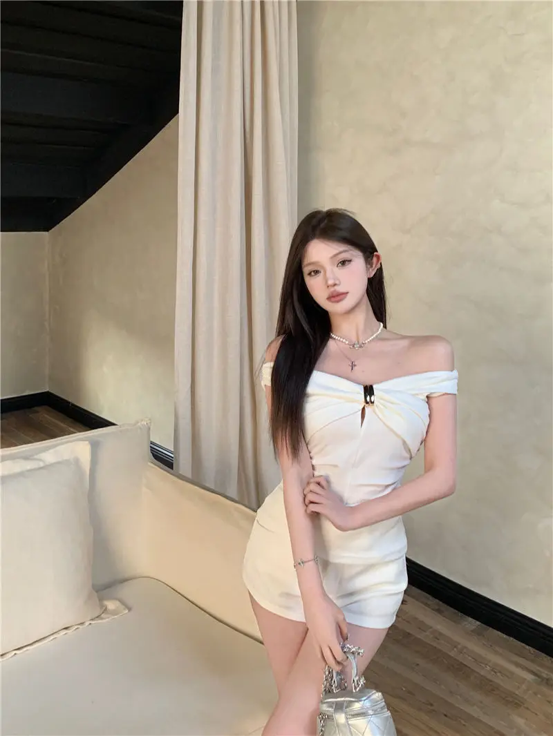Summer Solid Color Sexy Off Shoulder Tops Lace Up Sleeveless T-Shirt Casual Slim Top Black Short Sleeve Wome