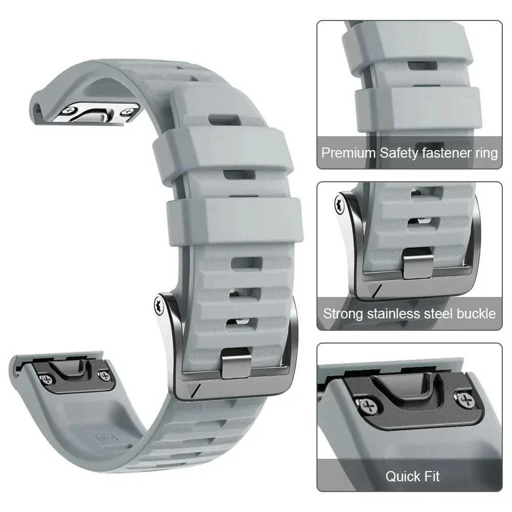 22 26mm Silicone WatchBand for Garmin Fenix 7 7X 8 E 6X 6 Pro 5 5X Plus Epix Gen2 Enduro 3 Instinct 3 Solar Quick Release Strap