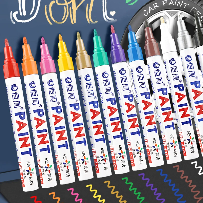 1Pc Colors Permanent Waterproof Marker Car Touch Up Paint Pen Tire Tread Rock Mark Glass CD Tool Artist Paintbrush Office Supply