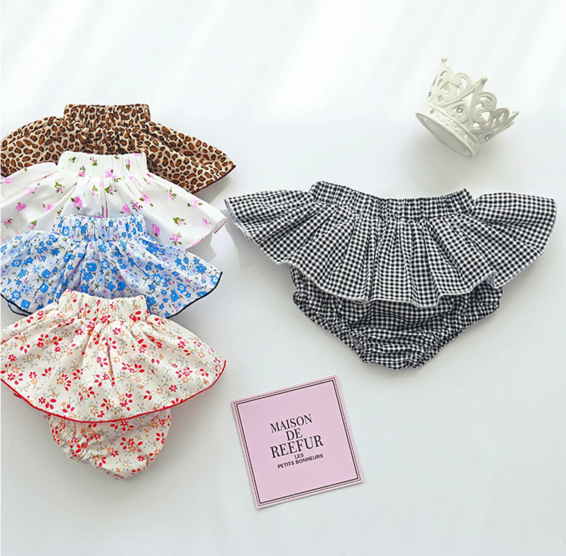 Infant Baby Girls Floral Tutu Skirt Shorts Kids Flower Bloomer Elastic Waist Summer Skorts for Casual Shorts Children Clothes