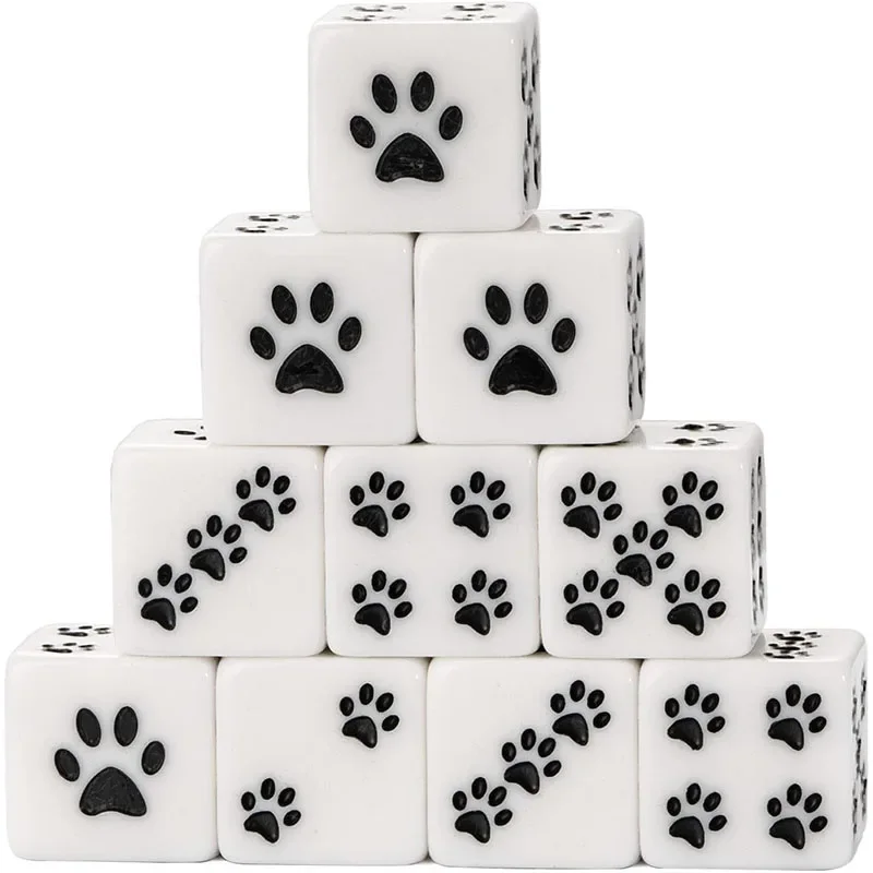 10 Pcs/lot Bear's Paw Pattern Puzzle Game 6 Sided Dice Game Accessory 15.8mm