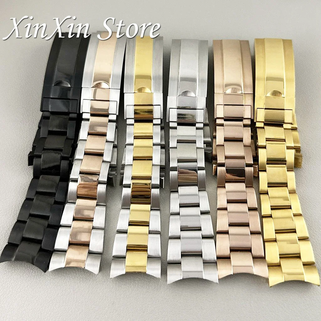 NH35 Part Glide Lock Clasp 20mm Width 904L Solid Stainless Steel Strap Brushed Polished Oyster Jubilee Presidential Bracelet