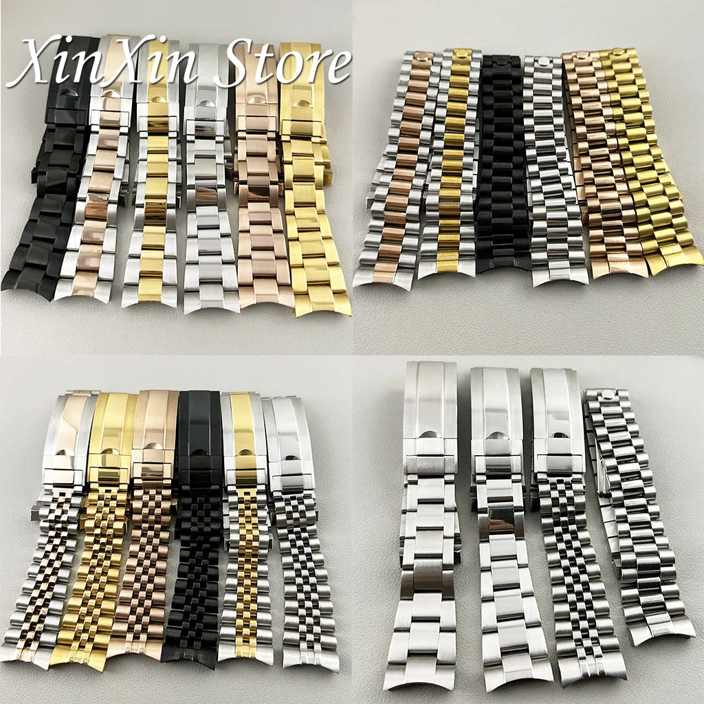 NH35 Part Glide Lock Clasp 20mm Width 904L Solid Stainless Steel Strap Brushed Polished Oyster Jubilee Presidential Bracelet