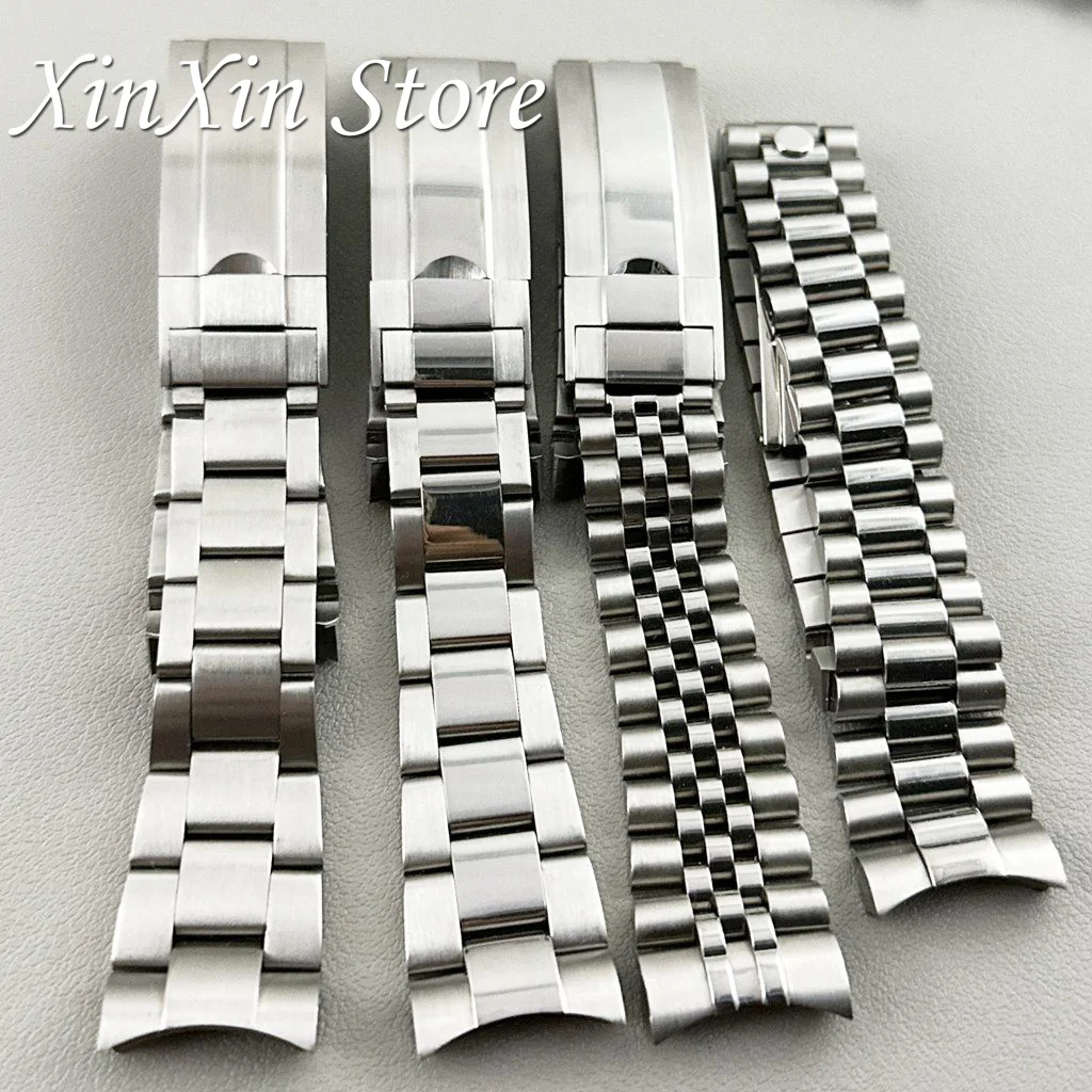 NH35 Part Glide Lock Clasp 20mm Width 904L Solid Stainless Steel Strap Brushed Polished Oyster Jubilee Presidential Bracelet