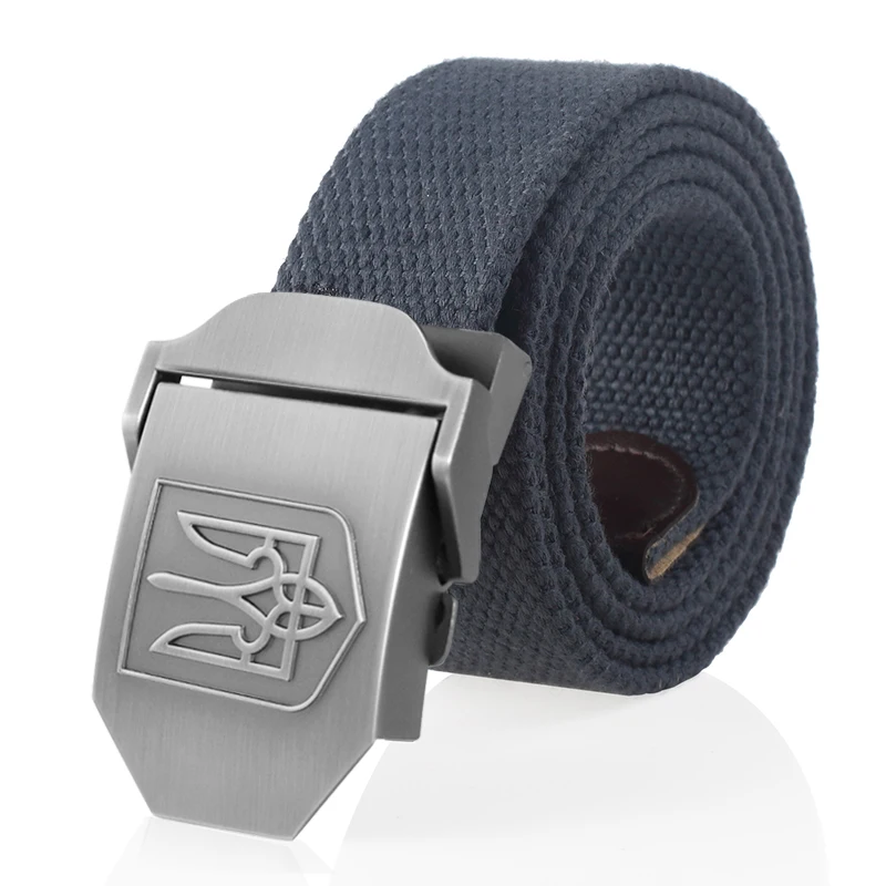 SupSindy New Canvas Belt 3D National Emblem of Ukraine Metal Buckle Jeans Belts for Men Army Military Tactical Belts Male Strap