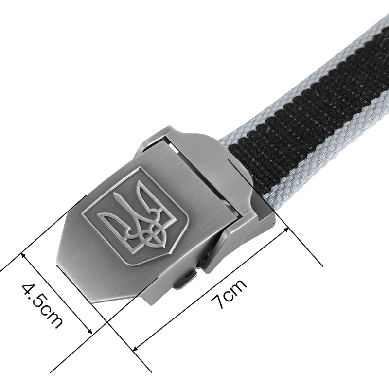 SupSindy New Canvas Belt 3D National Emblem of Ukraine Metal Buckle Jeans Belts for Men Army Military Tactical Belts Male Strap